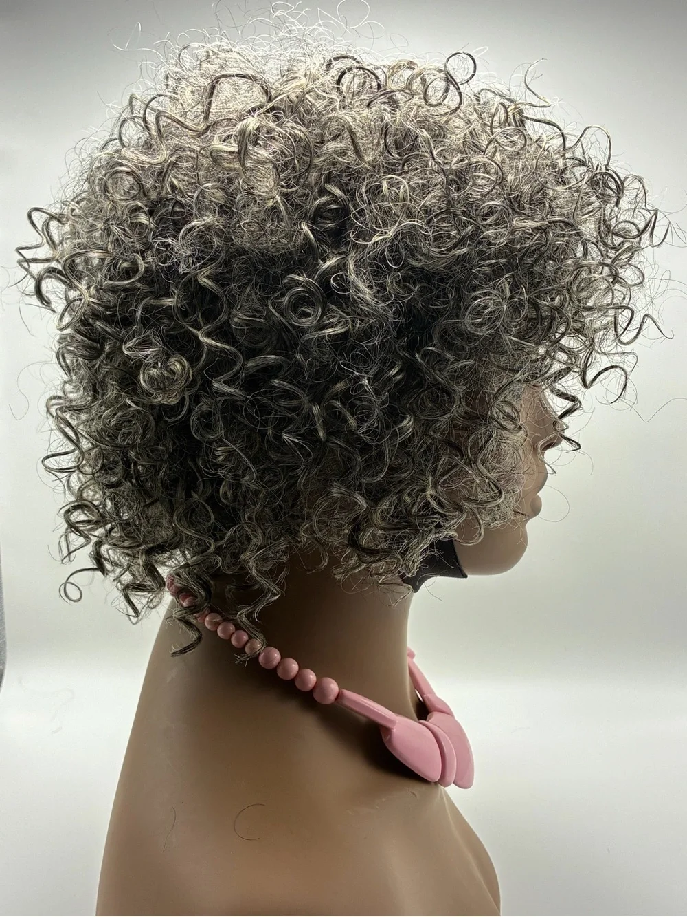 Short Curly human hair Wig in Silver Gray - Women Hair.  Human Hair